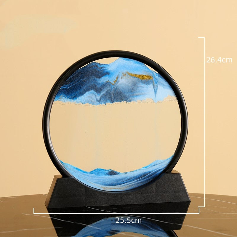7/12inch Moving Sand Art Picture Round Glass 3D Deep Sea Sandscape In Motion Display Flowing Sand Frame Sand Painting